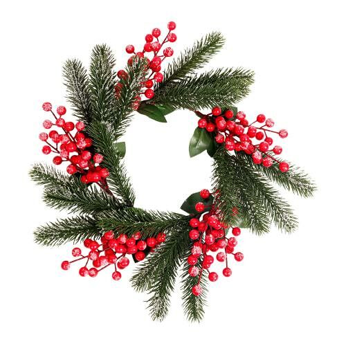 Венок новогодний еловый с ягодами HM22-103 40 см