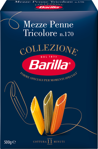 

Макароны Barilla Collezione Mezze Penne Tricolore перья с томатами и шпинатом 500 г