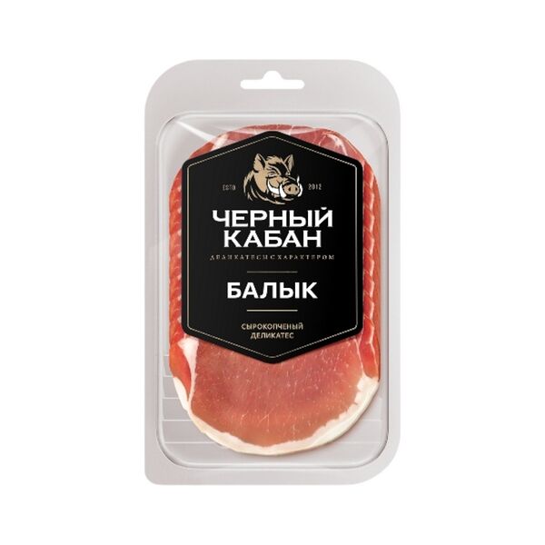 Продукт мясной с/к из свинины Черный кабан Балык нарезка 95г полим упак Клинский МК
