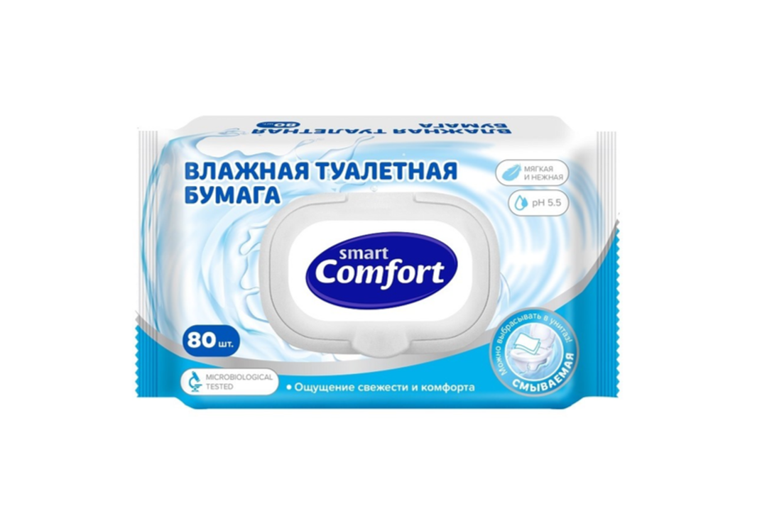 

Туалетная бумага Smart Comfort влажная 80 шт