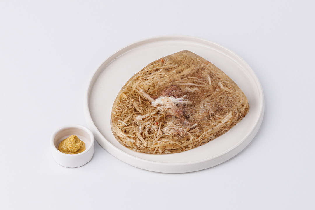 

Холодец ВкусВилл из курицы, говядины и свинины с горчицей 250 г