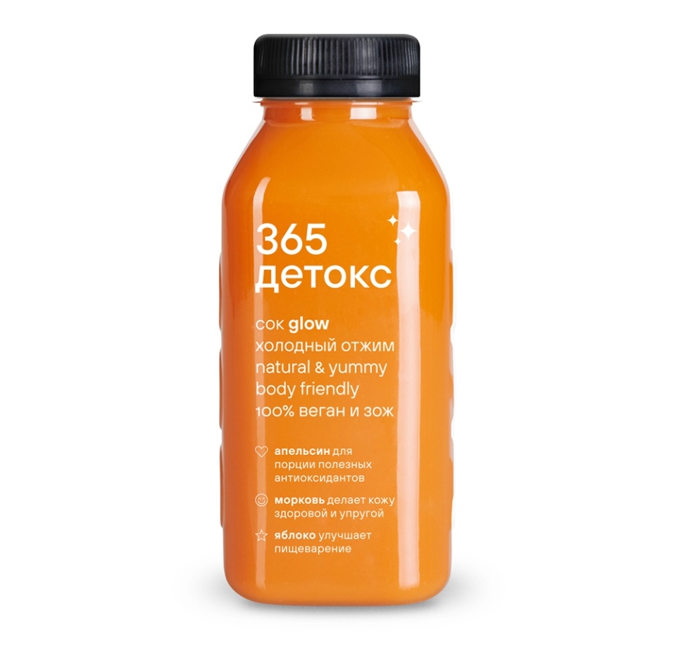 

Сок холодного отжима 365 detox Glow Апельсин, морковь, яблоко 300 мл