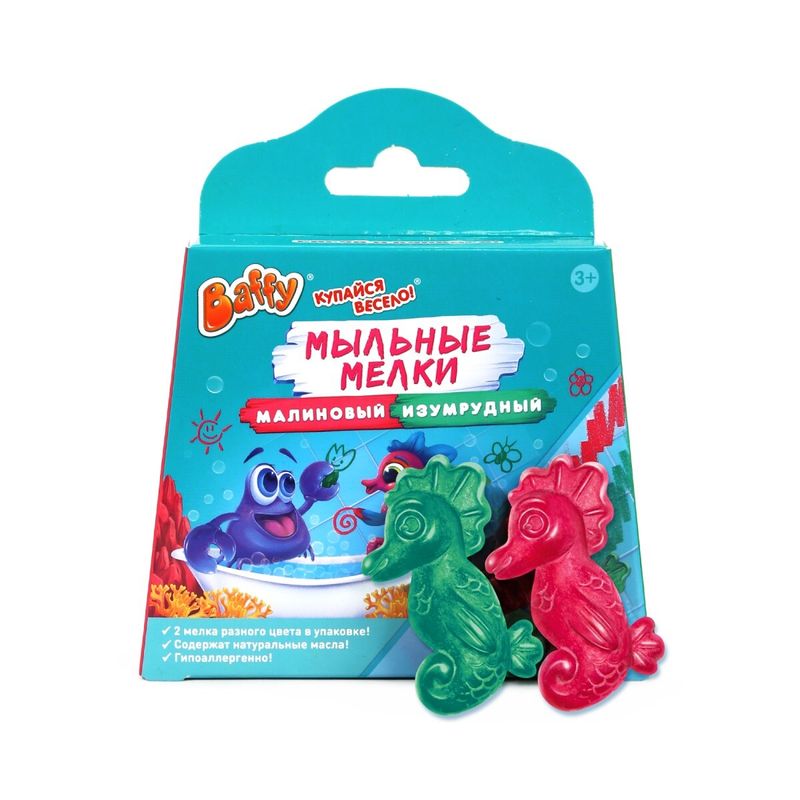 

Мелки мыльные для игры в ванной Baffy детские 3+ малиновый и изумрудный 2 шт.24 г