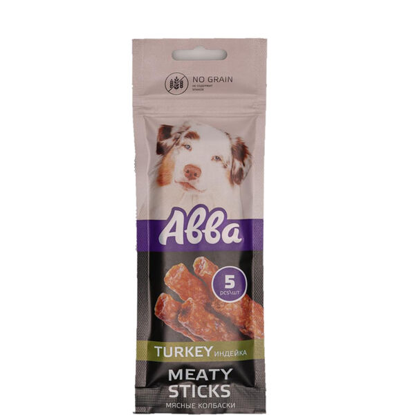 Лакомство Abba Мясные колбаски с индейкой для собак всех пород 5 шт. 50 г