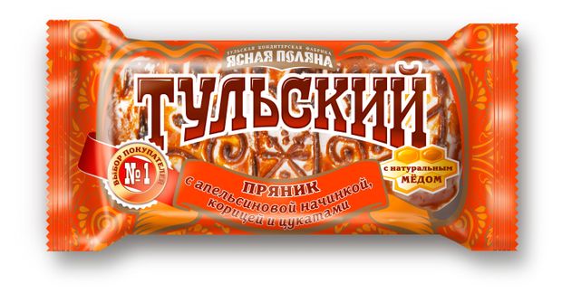 

Пряник Ясная Поляна Тульский с апельсиновой начинкой, корицей и цукатами 130 г