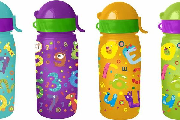 Бутылочка Wowbottles Буквы и цифры 400 мл в ассортименте, 1 шт