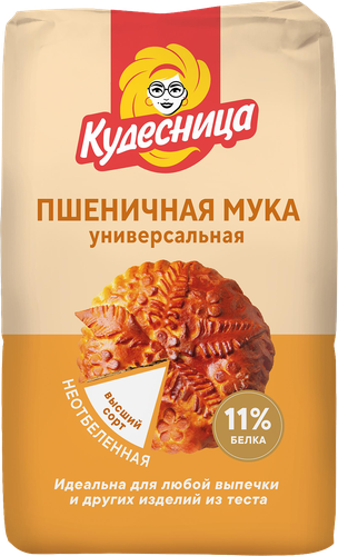 

Мука пшеничная Кудесница универсальная хлебопекарная высший сорт 2 кг