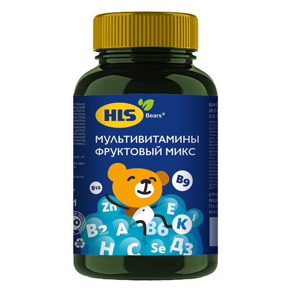 HLS Bears Мультивитамины пастилки жевательные Фруктовый Микс 90 шт
