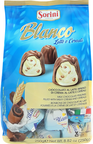 

Конфеты Sorini Blanco пралине с молочным кремом и злаками 250 г