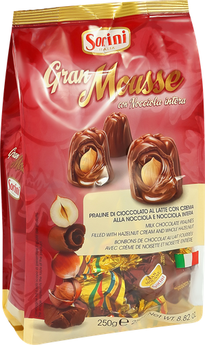 

Конфеты Sorini Gran Mousse Пралине с ореховым кремом и цельным лесным орехом 250 г