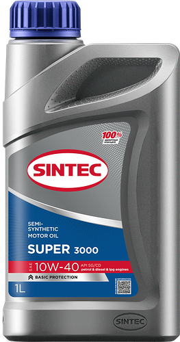 Масло моторное Sintec Super 3000 10W-40 SG/CD, Арт. 600239, 1л