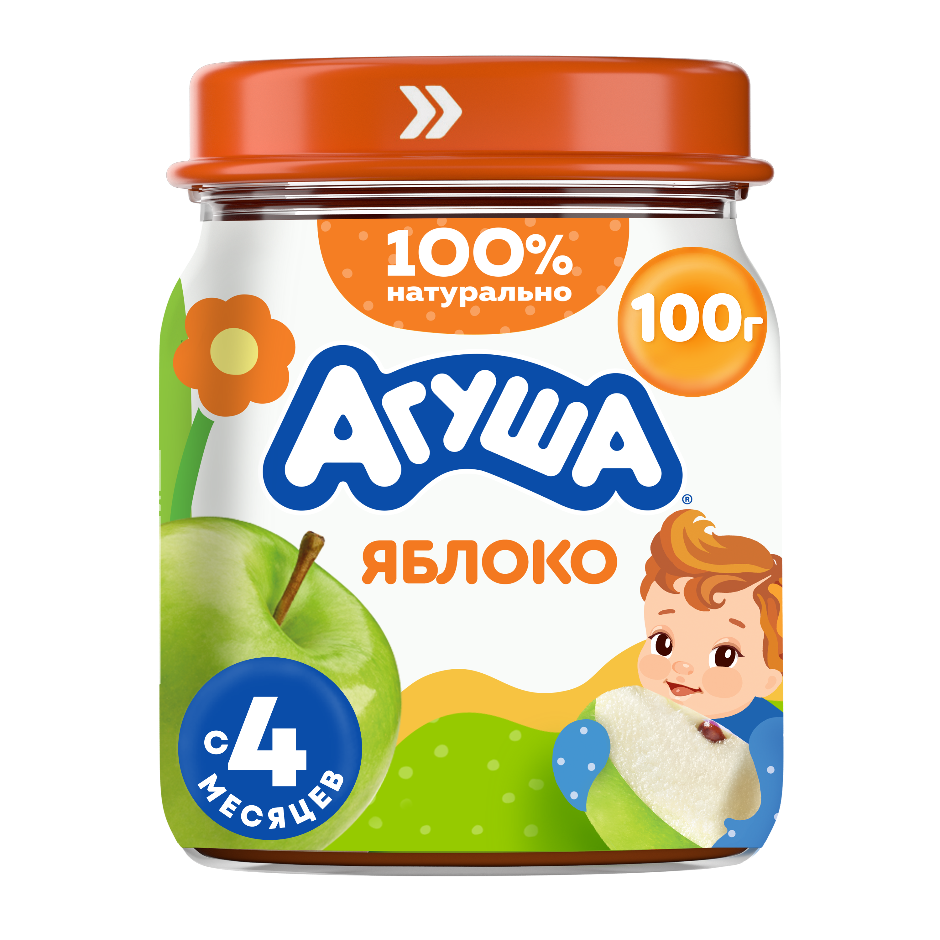 

Пюре фруктовое детское Агуша Яблоко в стеклянной баночке с 4 месяцев 100 г