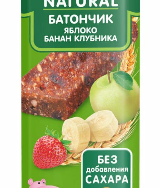 Батончик злаково-фруктовый Gipopo яблоко-банан-клубника с 12 мес 20 г