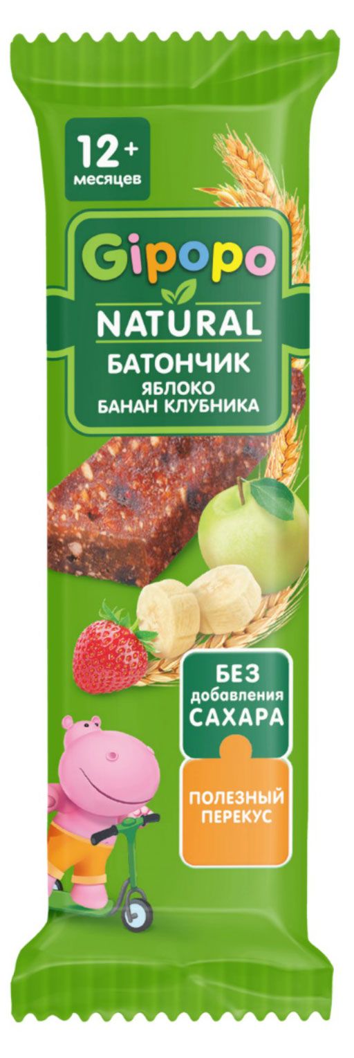 

Батончик злаково-фруктовый Gipopo яблоко-банан-клубника с 12 мес 20 г