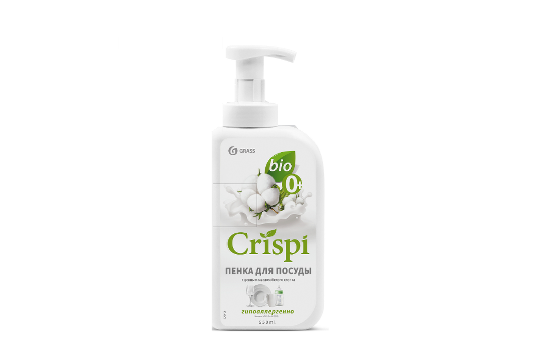 

Пенка для мытья посуды овощей и фруктов Grass Crispi с маслами белого хлопка 550 мл