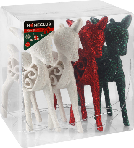

Набор елочных украшений Homeclub Классическое рождество Оленята пластик 14 см, 4 шт Арт. EG01-PE3-14604M502S