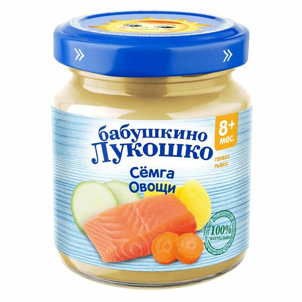 Пюре рагу Бабушкино Лукошко из семги с овощами с 8 месяцев 100 г