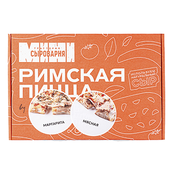 

Пицца римская Траттория Сыроварня мини ассорти Маргарита и Мясная замороженная 10х20 см 355 г