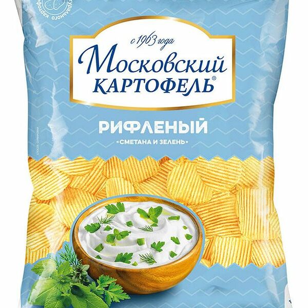 Чипсы картофельные рифлёные Московский картофель Сметана и зелень 150 г