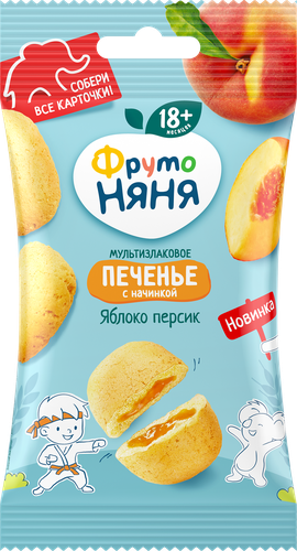 

Печенье ФрутоНяня мультизлаковое с начинкой из яблок и персиков 50 г