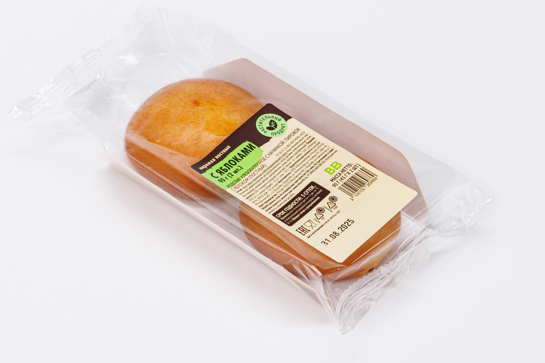 

Пирожки постные Вкусвилл с яблоками 2 шт, 90 г