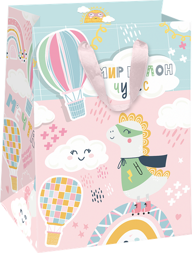 Пакет подарочный Kids 14х19х11см, с блестками, в ассортименте 