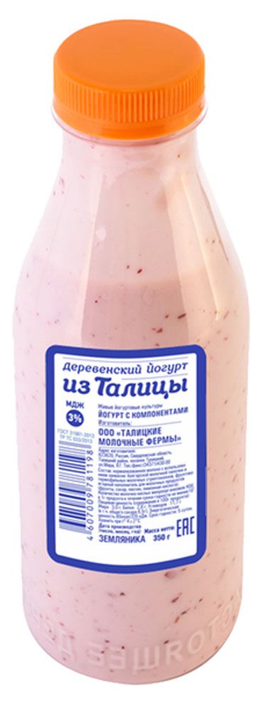 

Йогурт питьевой Из Талицы Деревенский Земляника 3% 350 г