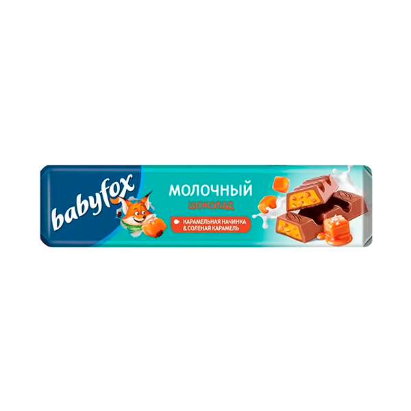 

Шоколад молочный Babyfox с карамельной начинкой и солёной карамелью 45 г