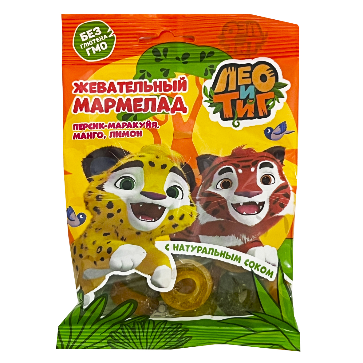 

Жевательный мармелад Лео и Тиг Колечки Персик-маракуйя, манго, лимон 70 г