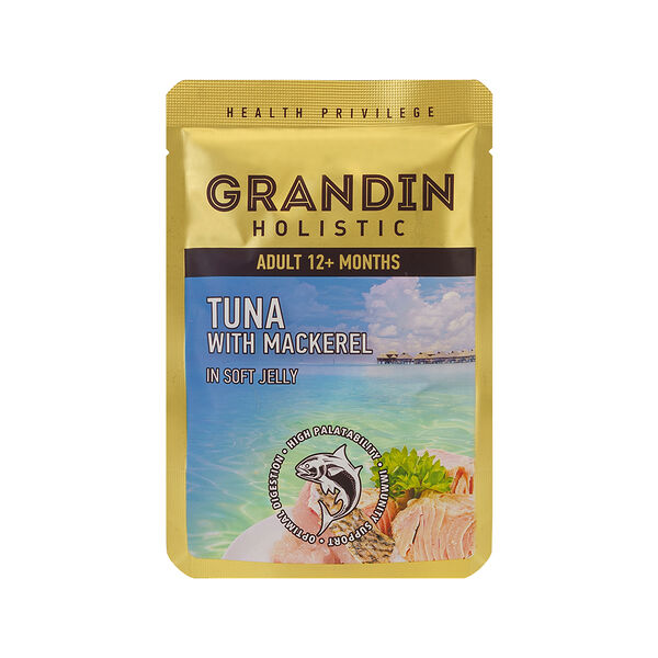 Влажный корм Grandin Health Privilege для кошек тунец с макрелью в нежном желе 85 г