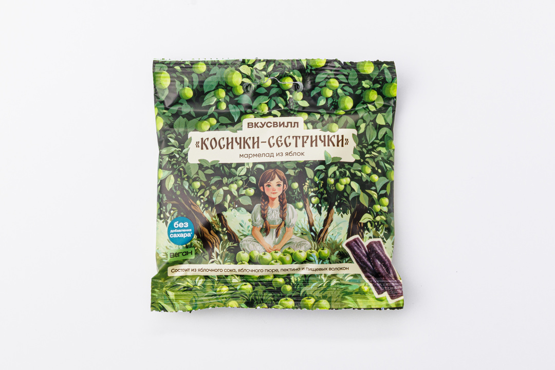 

Мармелад ВкусВилл Косички-сестрички из яблок веган 45 г