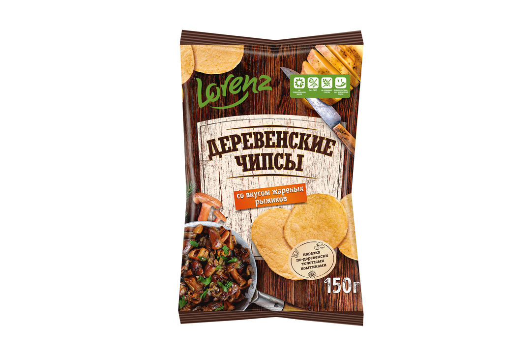 

Чипсы картофельные Lorenz Деревенские чипсы Жареные рыжики 150 г