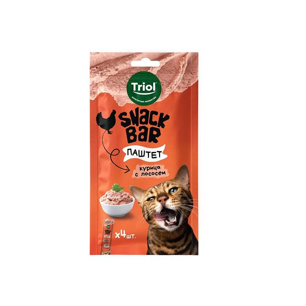 Лакомство д/кошек Triol Паштет из курицы с лососем SNACK BAR 40г