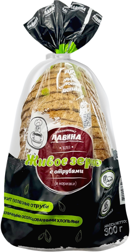 

Батон Хлебокомбинат Лавина Живое зерно с отрубями в нарезке 300 г