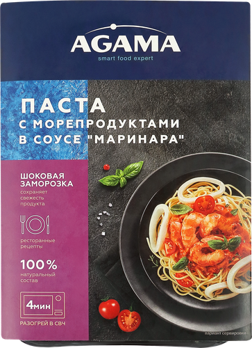 

Паста Agama с морепродуктами в соусе маринара 250 г