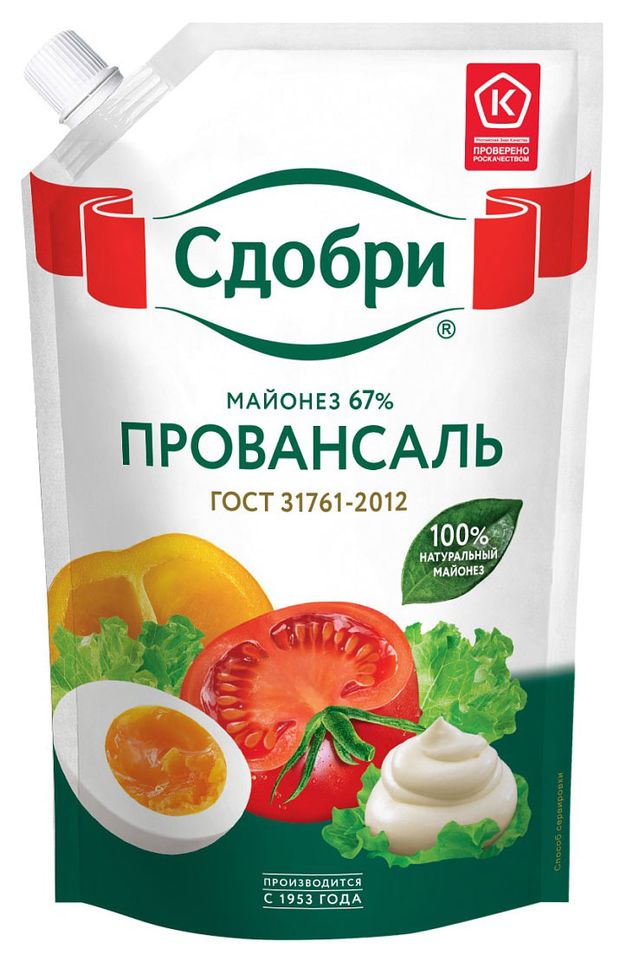 

Майонез Сдобри Провансаль 67% 630 г