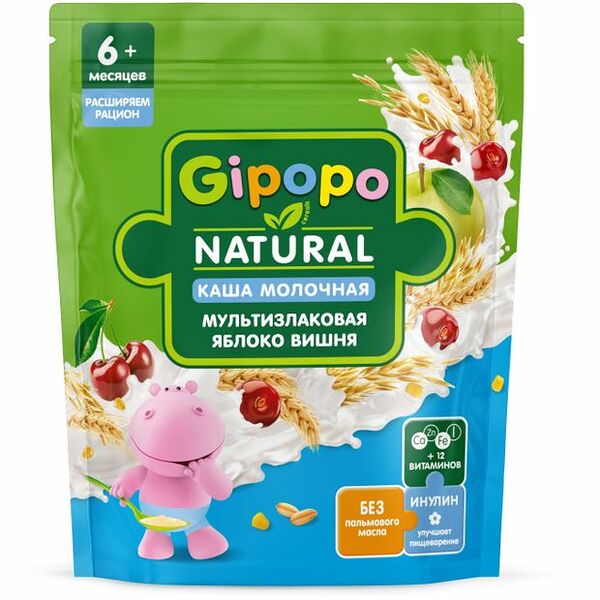 Каша сухая молочная Gipopo Мультизлаковая яблоко, вишня с 6 месяцев 170 г