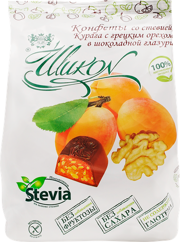 Конфеты Шикон Курага с грецким орехом в шоколадной глазури 150 г
