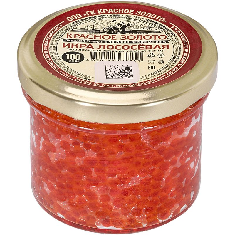 

Икра красная Красное Золото лососевая зернистая нерки 100 г