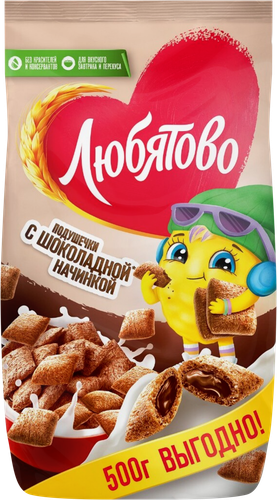 

Завтраки готовые Любятово Подушечки с шоколадной начинкой 500 г