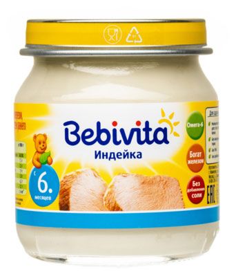 

Пюре мясное Bebivita Индейка с 6 месяцев