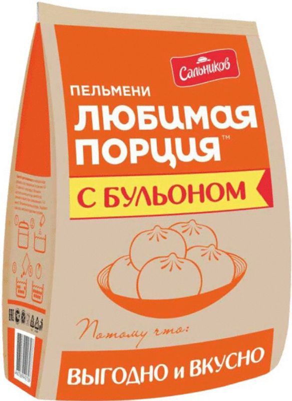 

Пельмени Сальников Любимая порция с бульоном 800 г дизайн упаковки в ассортименте