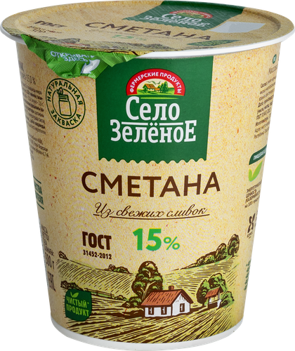 

Сметана Село Зелёное 15% 300 г