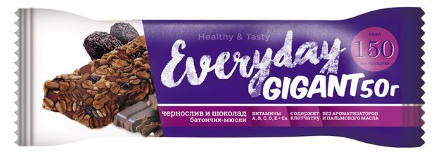 

Батончик Everyday Granola с черносливом и шоколадом фрукты 50 г
