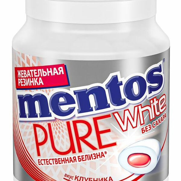Жевательная резинка Mentos Pure White Клубника, 54г