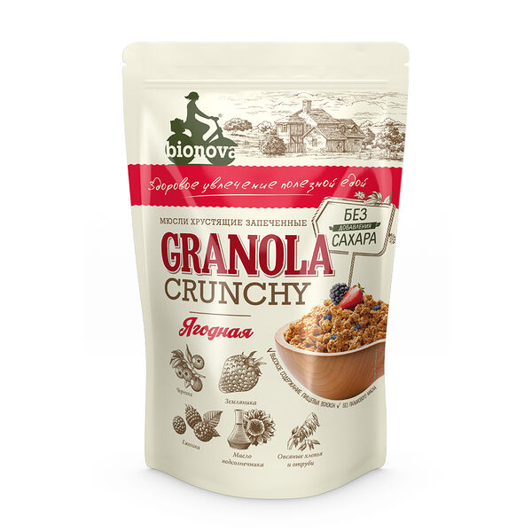 Мюсли хрустящие запеченные  БИОНОВА Ягодные, 400г