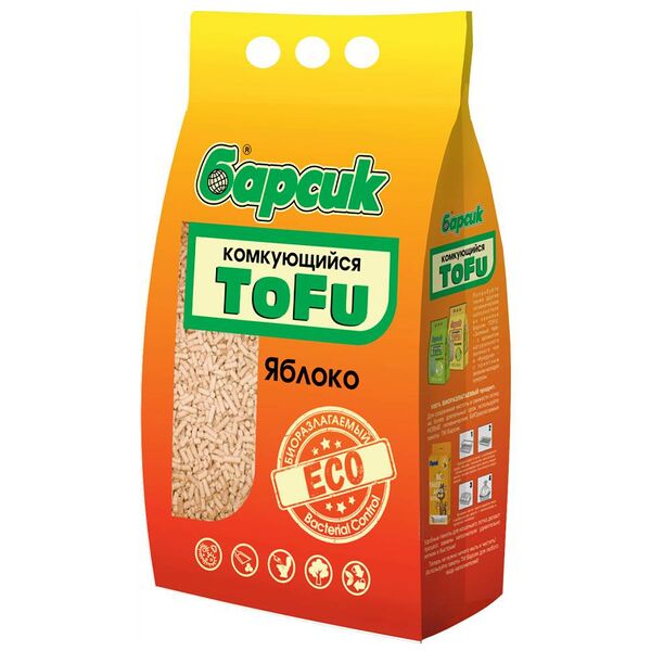 Комкующийся наполнитель Барсик Tofu Яблоко для кошачьего туалета 4.54 л