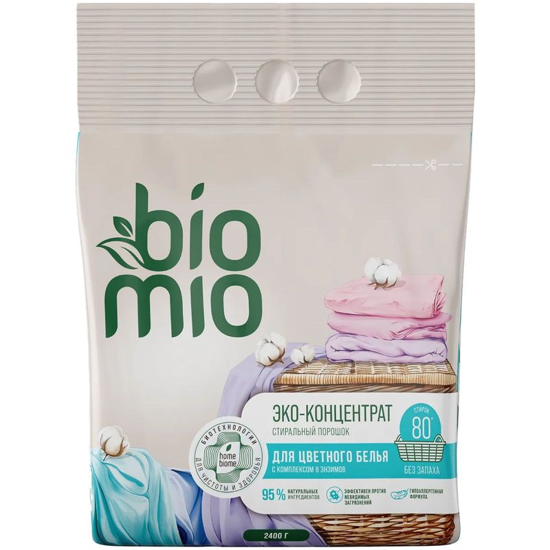 

Стиральный порошок BioMio универсальный для цветных и белых вещей 2.4 кг