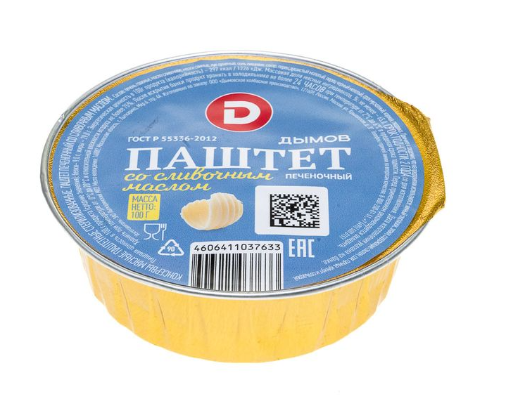 

Паштет Дымов печеночный со сливочным маслом 100 г