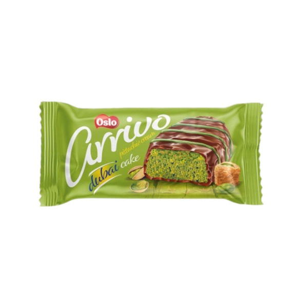 

Батончик бисквитный Oslo Arrivo Дубайский кекс в какао-глазури фисташковым кремом 40 г